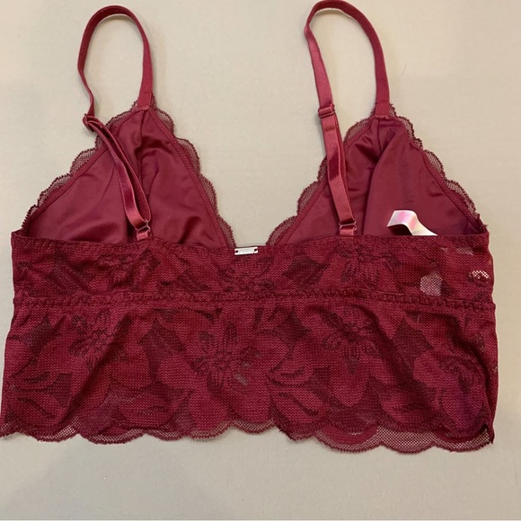 PINK Victoria’s Secret red wine lace longline bralette, M. - Picture 2 of 6